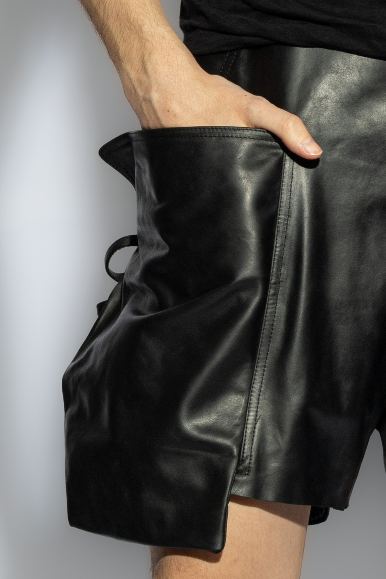 Black 'Stefan' leather shorts Rick Owens